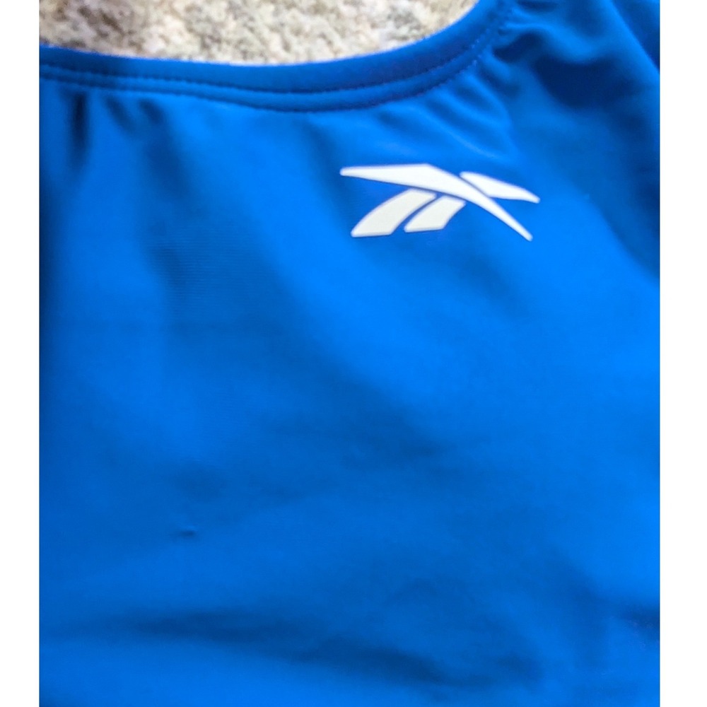 Reebok One Piece Swimsuit Women Sz L Blue Low Scoop Back NWT Lifeguard Swim Team - Picture 2 of 9
